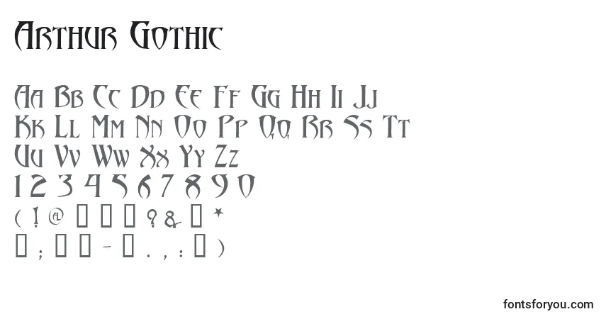 A fonte Arthur Gothic – alfabeto, números, caracteres especiais