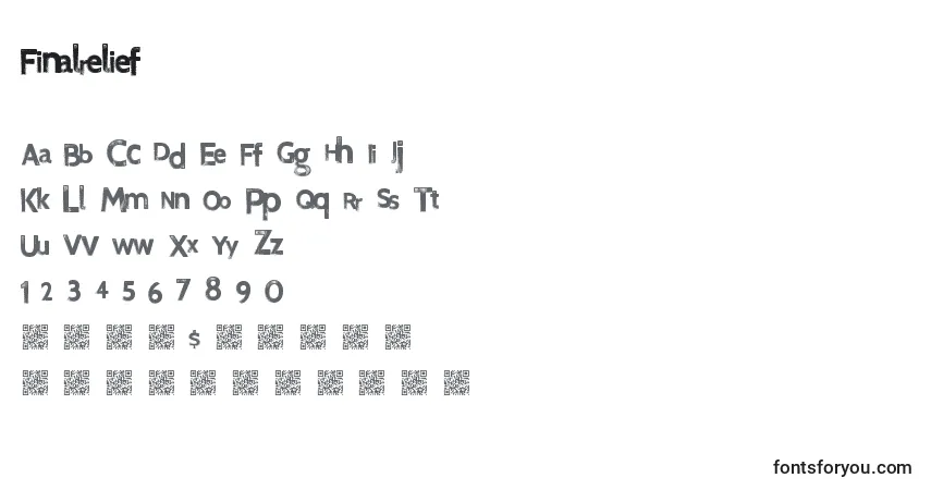 Schriftart Finalrelief – Alphabet, Zahlen, spezielle Symbole