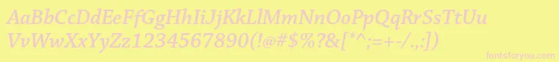 ChaparralproSemibolditsubh Font – Pink Fonts on Yellow Background