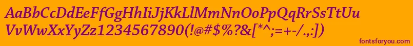 ChaparralproSemibolditsubh Font – Purple Fonts on Orange Background