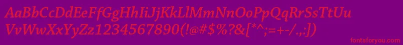 ChaparralproSemibolditsubh Font – Red Fonts on Purple Background