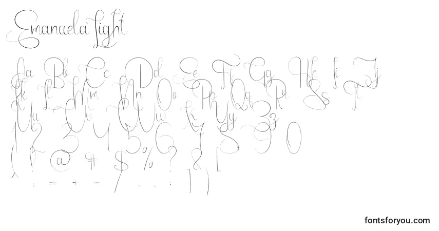 Schriftart EmanuelaLight – Alphabet, Zahlen, spezielle Symbole