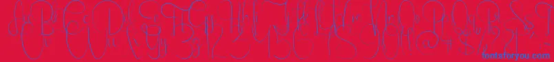 EmanuelaLight-Schriftart – Blaue Schriften auf rotem Hintergrund