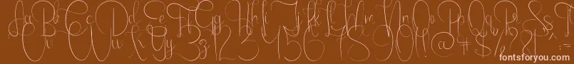 EmanuelaLight Font – Pink Fonts on Brown Background