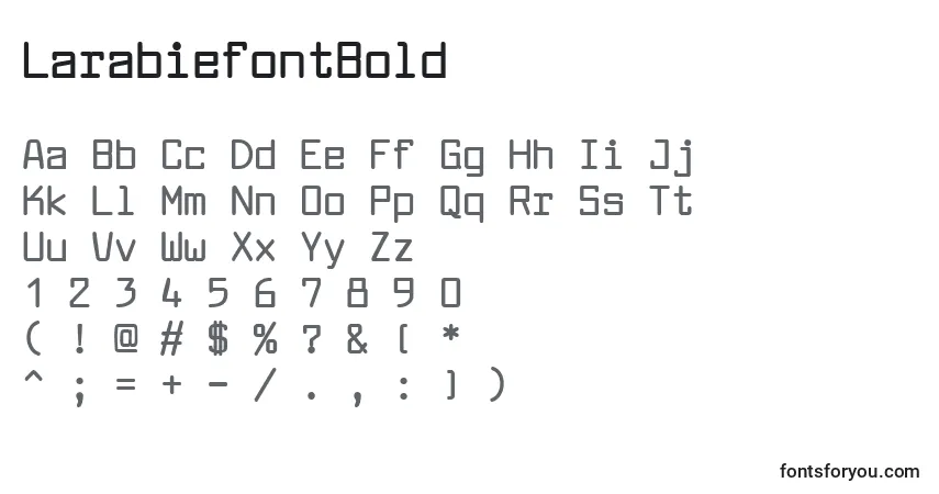 Czcionka LarabiefontBold – alfabet, cyfry, specjalne znaki