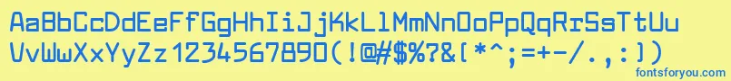 Weitere Informationen zur LarabiefontBold-Schriftart LarabiefontBold-Schriftart – Blaue Schriften auf gelbem Hintergrund