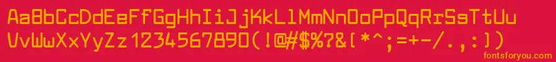 フォントLarabiefontBold – 赤い背景にオレンジの文字
