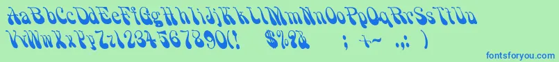 Grooovvelic-Schriftart – Blaue Schriften auf grünem Hintergrund