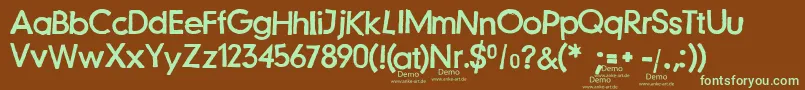 Шрифт JustanotherstampfontDemo – зелёные шрифты на коричневом фоне