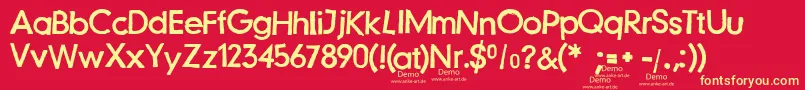 Czcionka JustanotherstampfontDemo – żółte czcionki na czerwonym tle