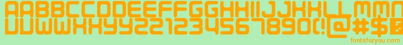 フォントPorque – オレンジの文字が緑の背景にあります。