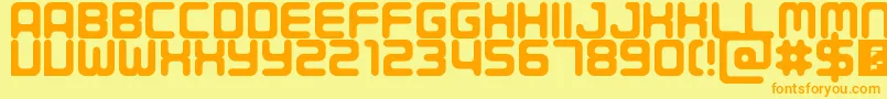 フォントPorque – オレンジの文字が黄色の背景にあります。