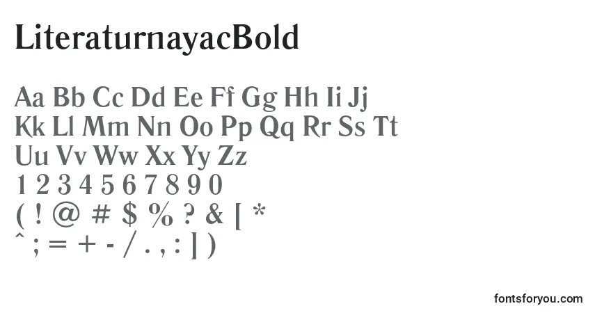 Czcionka LiteraturnayacBold – alfabet, cyfry, specjalne znaki