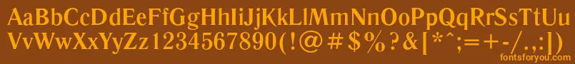 Fonte LiteraturnayacBold – fontes laranjas em um fundo marrom