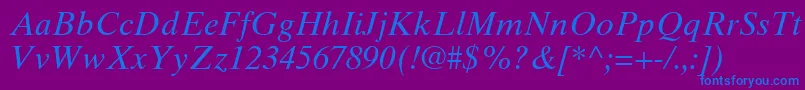 TimesTenCeItalic Font – Blue Fonts on Purple Background