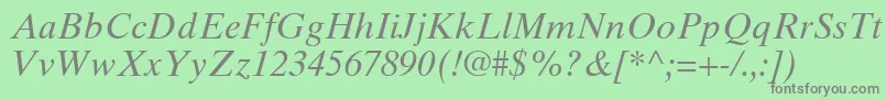 TimesTenCeItalic-Schriftart – Graue Schriften auf grünem Hintergrund