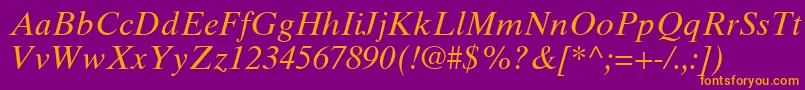 TimesTenCeItalic Font – Orange Fonts on Purple Background