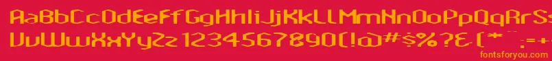 フォントAmosisTechnik – 赤い背景にオレンジの文字