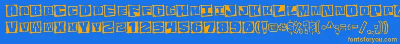 フォントGraphicattitudeMono – オレンジ色の文字が青い背景にあります。