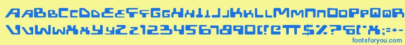 フォントXpedExpanded – 青い文字が黄色の背景にあります。