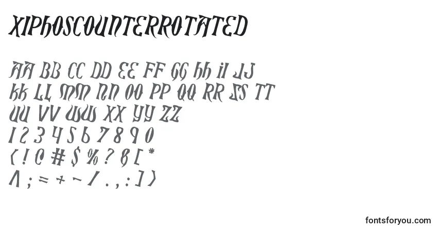 Czcionka XiphosCounterRotated – alfabet, cyfry, specjalne znaki