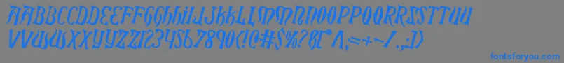 フォントXiphosCounterRotated – 灰色の背景に青い文字