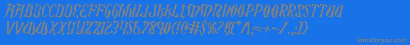 XiphosCounterRotated-Schriftart – Graue Schriften auf blauem Hintergrund