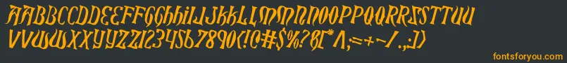 フォントXiphosCounterRotated – 黒い背景にオレンジの文字