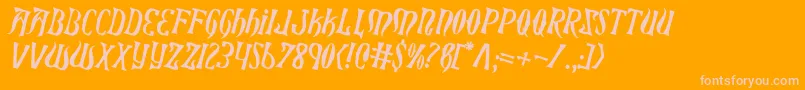 XiphosCounterRotated-Schriftart – Rosa Schriften auf orangefarbenem Hintergrund
