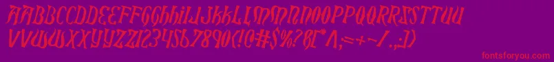 XiphosCounterRotated-Schriftart – Rote Schriften auf violettem Hintergrund