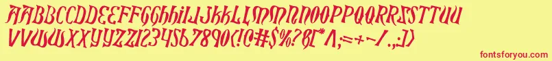 Fonte XiphosCounterRotated – fontes vermelhas em um fundo amarelo