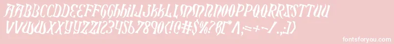 XiphosCounterRotated-Schriftart – Weiße Schriften auf rosa Hintergrund