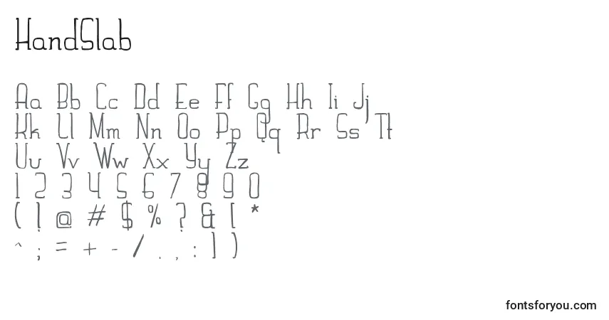 A fonte HandSlab – alfabeto, números, caracteres especiais