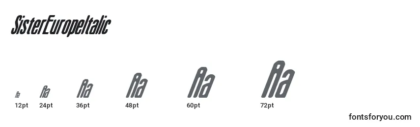 SisterEuropeItalic Font Sizes