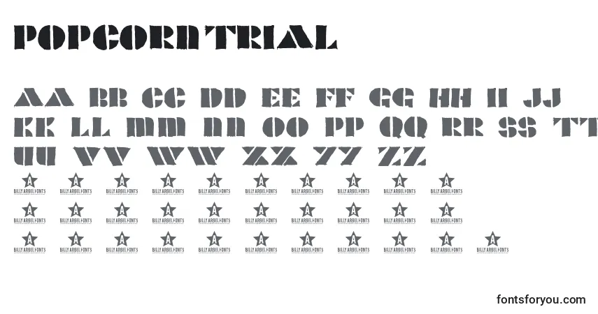 Schriftart PopcornTrial – Alphabet, Zahlen, spezielle Symbole