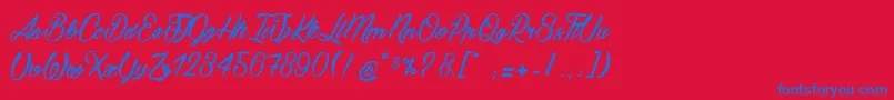 BostellaС† Font – Blue Fonts on Red Background