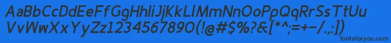 Finenessproblackitalic Font – Black Fonts on Blue Background