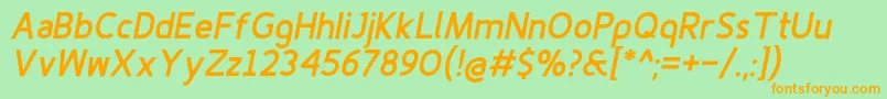 Finenessproblackitalic Font – Orange Fonts on Green Background