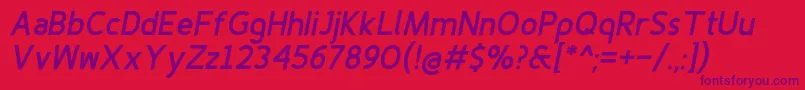 Finenessproblackitalic Font – Purple Fonts on Red Background