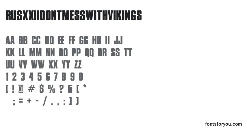 Czcionka RusxxiiDontMessWithVikings – alfabet, cyfry, specjalne znaki