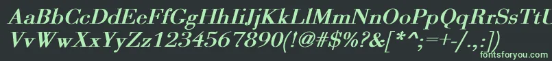 OgilvyBoldItalic Font – Green Fonts on Black Background