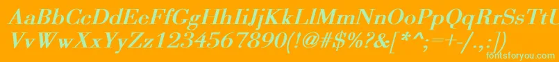 OgilvyBoldItalic-fontti – vihreät fontit oranssilla taustalla