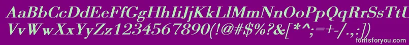 OgilvyBoldItalic Font – Green Fonts on Purple Background