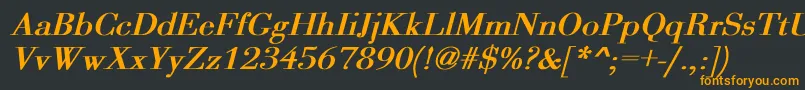 OgilvyBoldItalic-Schriftart – Orangefarbene Schriften auf schwarzem Hintergrund