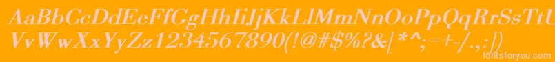 OgilvyBoldItalic-Schriftart – Rosa Schriften auf orangefarbenem Hintergrund