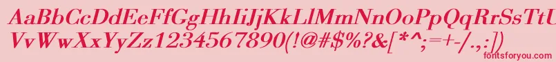 OgilvyBoldItalic-Schriftart – Rote Schriften auf rosa Hintergrund