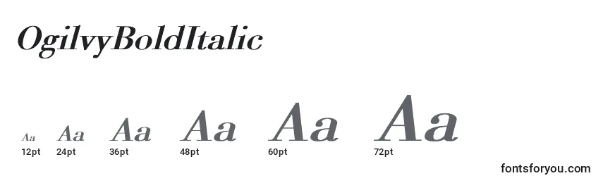 Размеры шрифта OgilvyBoldItalic