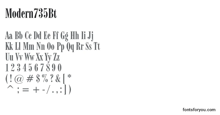 Schriftart Modern735Bt – Alphabet, Zahlen, spezielle Symbole