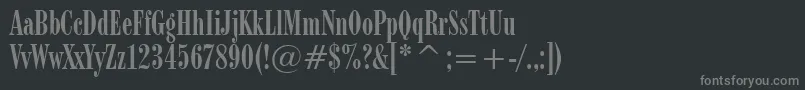 Modern735Bt-fontti – harmaat kirjasimet mustalla taustalla