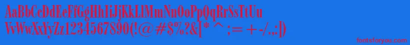 Czcionka Modern735Bt – czerwone czcionki na niebieskim tle